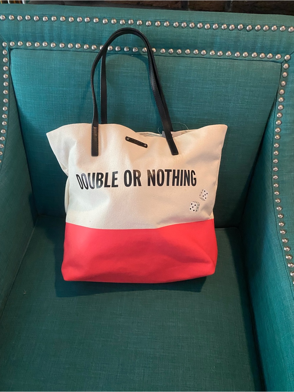Kate Spade New York Double or Nothing Canvas Colorblock Tote Bag NWT